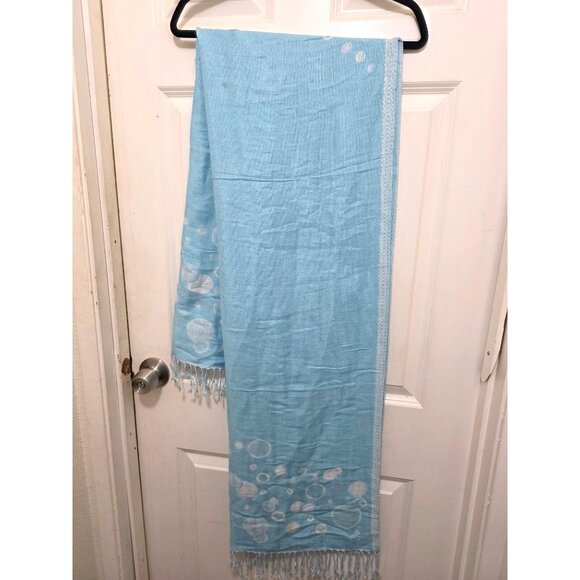Pashmina Women Polka Dot Light Blue Scarf Design in Italy Lightweight Wrap Size - Picture 2 of 7